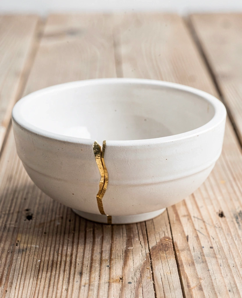 Kintsugi ceramic representing wabi-sabi philosophy